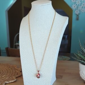 Lily of the Valley trinket box egg heart charm pendant necklace 22"